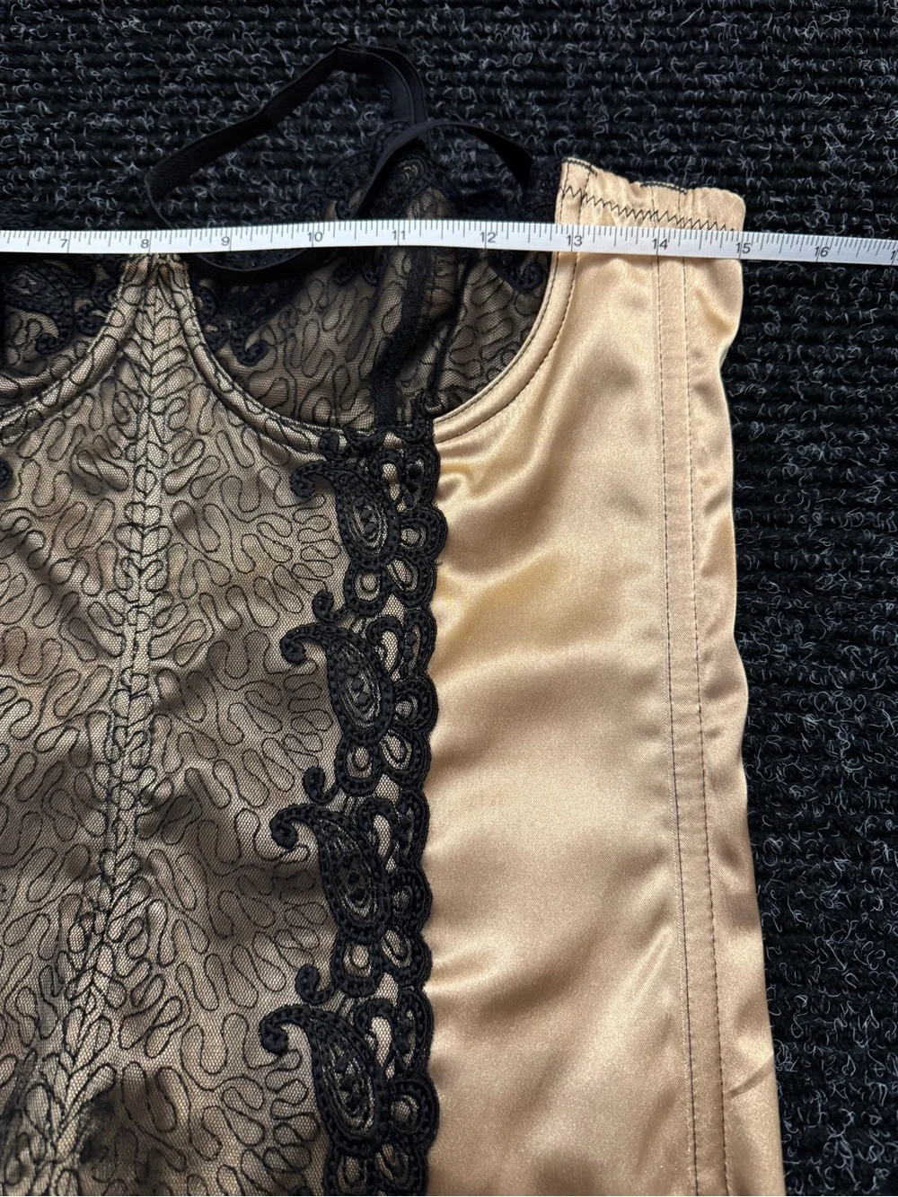 Frederick's of Hollywood Corset Bustier Top Beige Black Lace Women's Size 34